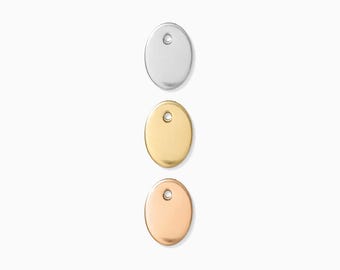 10x7mm Blank Mini Oval Disc Charm, 14k gold filled, sterling silver, rose gold filled, necklace charm, gold filled charm, silver charm, B38