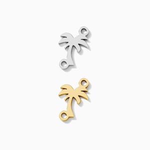 Palm Tree Connector Charm, 9mm, sterling silver, 14k gold filled, permanent jewelry connectors, gold connector, silver connector, CN296