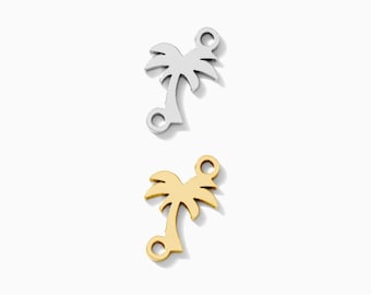 Palm Tree Connector Charm, 9mm, sterling silver, 14k gold filled, permanent jewelry connectors, gold connector, silver connector, CN296