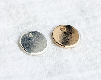 9.5mm circle disc charm blank 3/8", with one hole, 20 gauge, sterling silver, 14k gold filled, engraving blank, stamping blank, B68