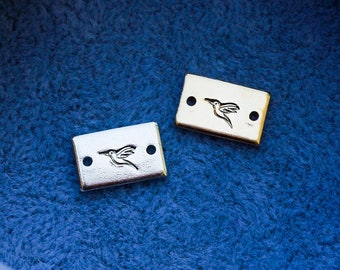 Hummingbird mini stamped connector, gold filled, sterling silver, permanent bracelet connector, SCN508
