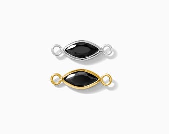 Black Onyx Marquise Bezel Connector, gold filled, sterling silver, wholesale connector, bulk onyx connectors, permanent jewelry, CN320