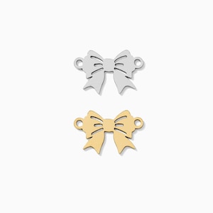 Bow gold filled connector charm, bow sterling silver connector charm, permanent jewelry connectors, ribbon bow connectors, CN188