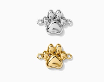 Paw print connector, sterling silver, gold plated, paw print bracelet connector, permanent jewelry connector, bulk wholesale, CN148