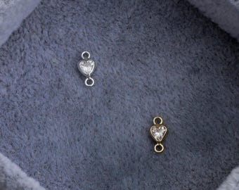 3mm heart bezel connector vertical, gold filled, sterling silver, wholesale connector, bulk heart connectors, permanent jewelry, CN338