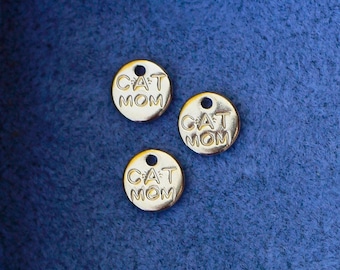 6.3mm Cat mom charm, gold filled, sterling silver, permanent jewelry charms, bulk gold charms, bulk charms silver, wholesale charms, CH05