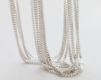 16", 18" or 20" box chain, sterling silver, box necklace chain, box chain, wholesale necklace chain, bulk necklace chain, NC02