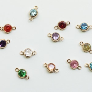 4mm Birthstone Connector, gold filled, sterling silver, wholesale birthstone connectors, bulk birthstone connectors, permanent jewelry CN04