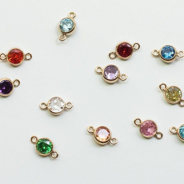 4mm Birthstone Connector, goud gevuld, sterling zilver, groothandel geboortesteen connectoren, bulk geboortesteen connectoren, permanente sieraden CN04