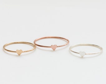 Tiny heart ring, gold filled, sterling silver, 14k gold filled, 14k rose gold filled, bulk wholesale rings, jewelry supplies, stacking, R19