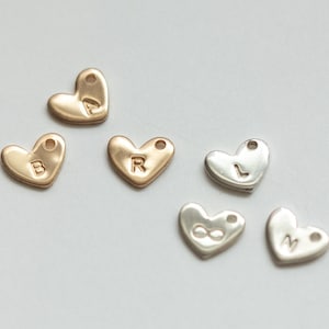 Tiny heart initial charm, gold filled, rose gold filled, sterling silver, permanent jewelry charms, wholesale bulk gold charms, CH02