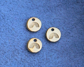 6.3mm rainbow charm, gold filled, sterling silver, permanent jewelry charms, gold charms, bulk charms silver, wholesale gold charms, CH05