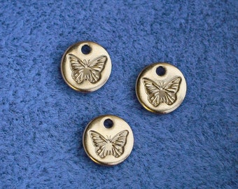 6.3mm butterfly charm, gold filled, sterling silver, permanent jewelry charms, gold charms, bulk charms silver, wholesale gold charms, CH05