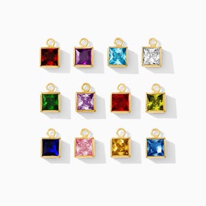 4mm Square Birthstone Charms, gold filled, sterling silver,  CH252