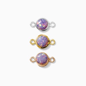 4mm gold filled lavender opal connector synthetic, sterling silver, rose gold filled, imitation opal connector, permanent jewelry, CN238