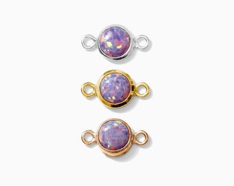 4mm gold filled lavender opal connector synthetic, sterling silver, rose gold filled, imitation opal connector, permanent jewelry, CN238