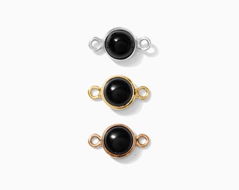 4mm Onyx Connector, sterling silver, gold filled, bulk imitation onyx connectors, permanent jewelry supplies, CN43