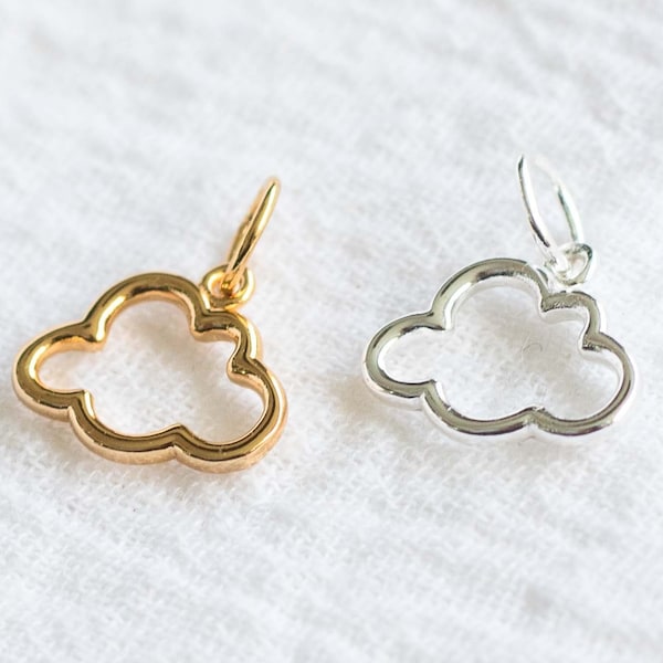 Charme nuage, charme nuage ouvert uni, pendentif de charme nuage sterling .925, pendentif nuage ouvert plaqué or 18 carats, CH88