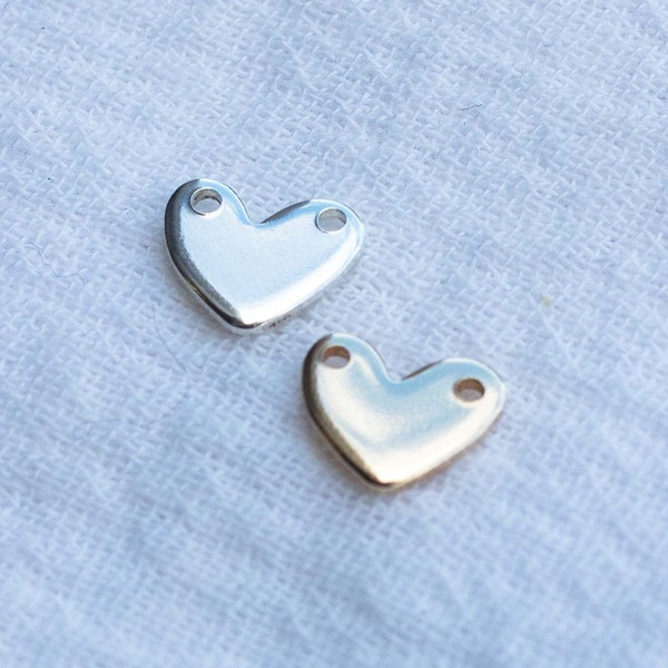 Heart blank, medium asymmetrical heart with two holes for neckless, 8x9mm, 20 gauge, stamping blank, permanent jewelry charms, B30