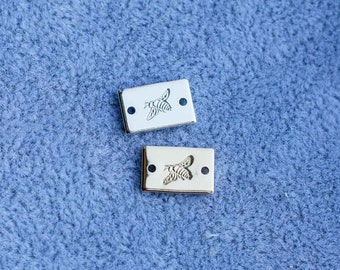 Bee mini stamped connector, gold filled, sterling silver, permanent bracelet connector, SCN508
