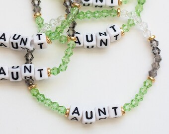 Aunt stretch bead bracelet, bulk wholesale aunt bracelet, aunt jewelry, aunt gift, B1