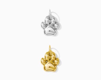 Paw print charm, .925 sterling paw print pendant, gold plated paw print pendant, pet paw print charm, dog charm, CH105