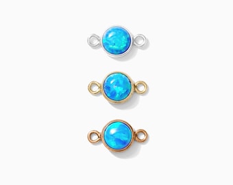 4mm blue opal connector, gold filled sterling silver rose gold filled, bulk imitation blue opal connectors, permanent jewelry supplies, CN44