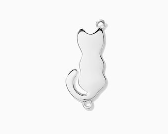 Cat connector, sterling silver, cat bracelet connector, permanent jewelry connectors, bulk wholesale, silver cat connector, CN59