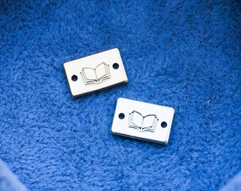 Book mini stamped connector, gold filled, sterling silver, permanent bracelet connector, SCN508