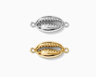 Cowrie Shell Connector, sterling silver connector, 18k gold plated connector, wholesale jewelry supplies, bulk wholesale, CN112