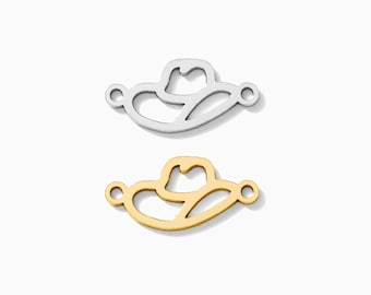 Cowboy hat connector charm, sterling silver, gold filled, permanent jewelry connectors, CN245