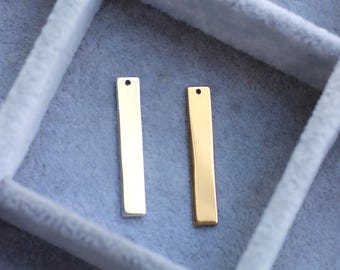 1.20" Blank rectangle charm w/ one hole, 14kgold filled, sterling silver, 20 gauge, stamping blank, engraving blank, permanent jewelry, B90