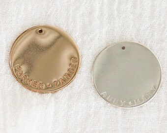 22mm Custom Circle Outer Text Charm,  14k gold filled, sterling silver, 20 gauge, stamping charm, engraving charm, custom charms CH194