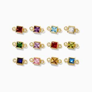 3mm Square Birthstone Connector, gold filled, sterling silver, wholesale connector, bulk birthstone connectors, permanent jewelry, CN304