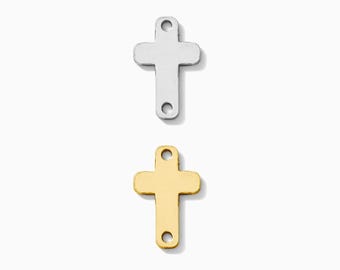 Cross connector charm, sterling silver, gold filled, permanent jewelry connectors, CN251