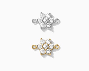 Flower sterling silver connector, cubic zirconia flower connector, sparkly bracelet connector charm, permanent jewelry, CN69