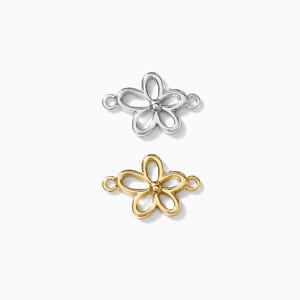 Flower connector, sterling silver, 18k gold plated, bulk connectors, bracelet connector charm, permanent jewelry, CN75