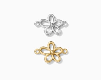 Flower connector, sterling silver, 18k gold plated, bulk connectors, bracelet connector charm, permanent jewelry, CN75