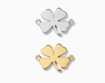 4 leaf clover connector charm, sterling silver, gold plated, st Patricks day connector, lucky charm,  permanent jewelry, CN146