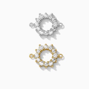 Sun connector, sterling silver, gold plated, CN139