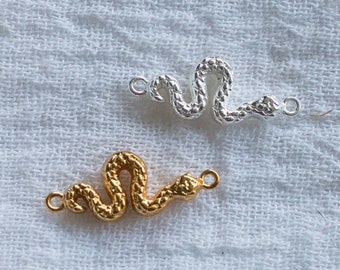 Snake connector charm, sterling silver, 18k gold plated, bulk connector, bracelet connector charm, reputation charm, permanent jewelry, CN93