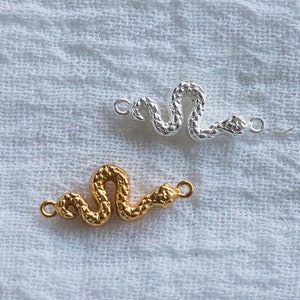 Snake connector charm, sterling silver, 18k gold plated, bulk connector, bracelet connector charm, reputation charm, permanent jewelry, CN93