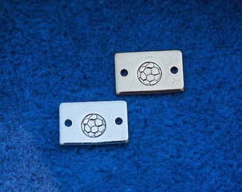 Soccer ball mini stamped connector, gold filled, sterling silver, permanent bracelet connector, SCN508