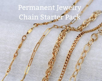 Chain Starter Pack, 3ft. of our best-selling chains, sterling silver and 14k gold filled chains, permanent jewelry bundle, CSP100