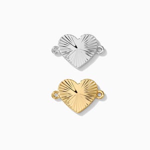 Fluted heart connector, sterling silver, 18k gold plated, bulk connectors, bracelet connector charm, permanent jewelry, CN77