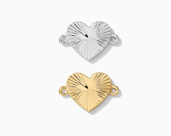 Fluted heart connector, sterling silver, 18k gold plated, bulk connectors, bracelet connector charm, permanent jewelry, CN77