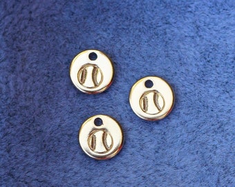 6.3mm Baseball charm, gold filled, sterling silver, permanent jewelry charms, bulk gold charms, bulk charms silver, wholesale charms, CH05