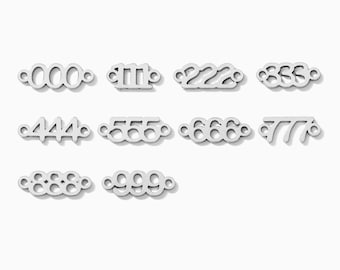 Angel number connector, sterling silver, tiny lucky number connector charm for permanent jewelry, wholesale connector charms, CN216 SILVER