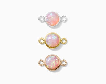 4mm pink opal connector synthetic, sterling silver, gold filled, rose gold filled, imitation opal connector link, permanent jewelry CN224