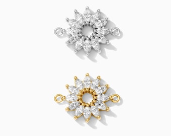 Marquise Open Circle Bracelet Connector, all white cubic zirconia, sterling silver connector, gold plated connector, bulk wholesale, CN118